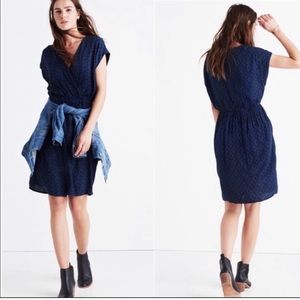 Madewell Faux wrap Dress Print Blue size XS